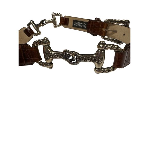 Vintage 1996 Brighton Brown with Silver Tone Metal Western Med Belt - Picture 4 of 10